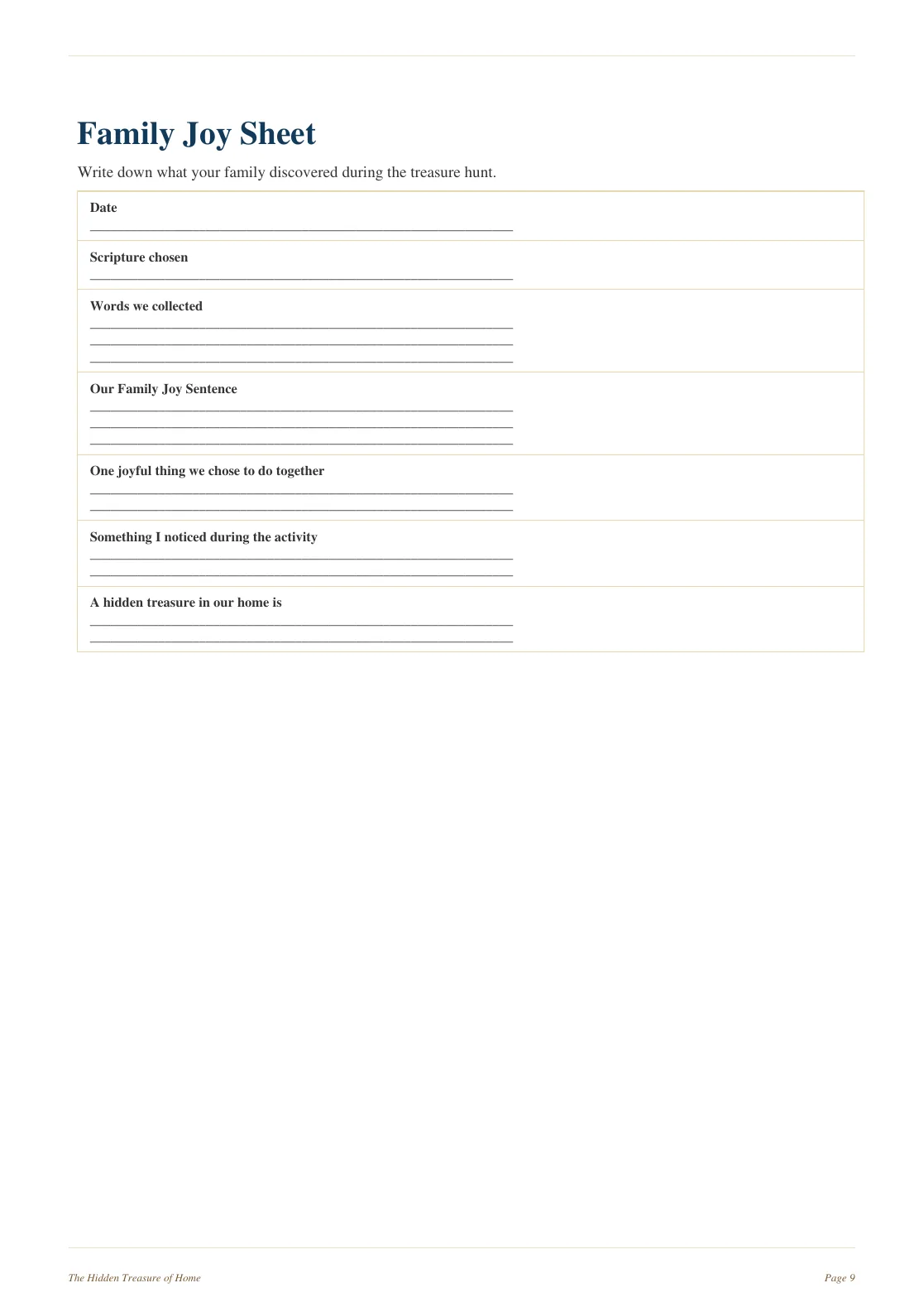 The Hidden Treasure of Home page 9